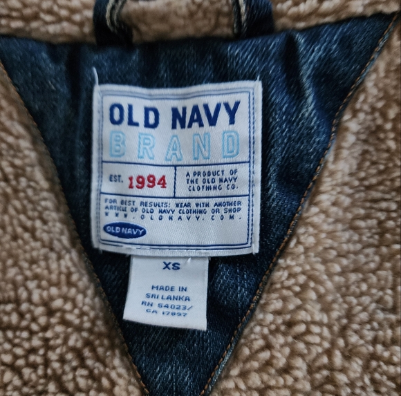 Vintage Old Navy Denim Sherpa Full Zipper Buttons Jacket Coat Size Women's XS - Picture 9 of 10